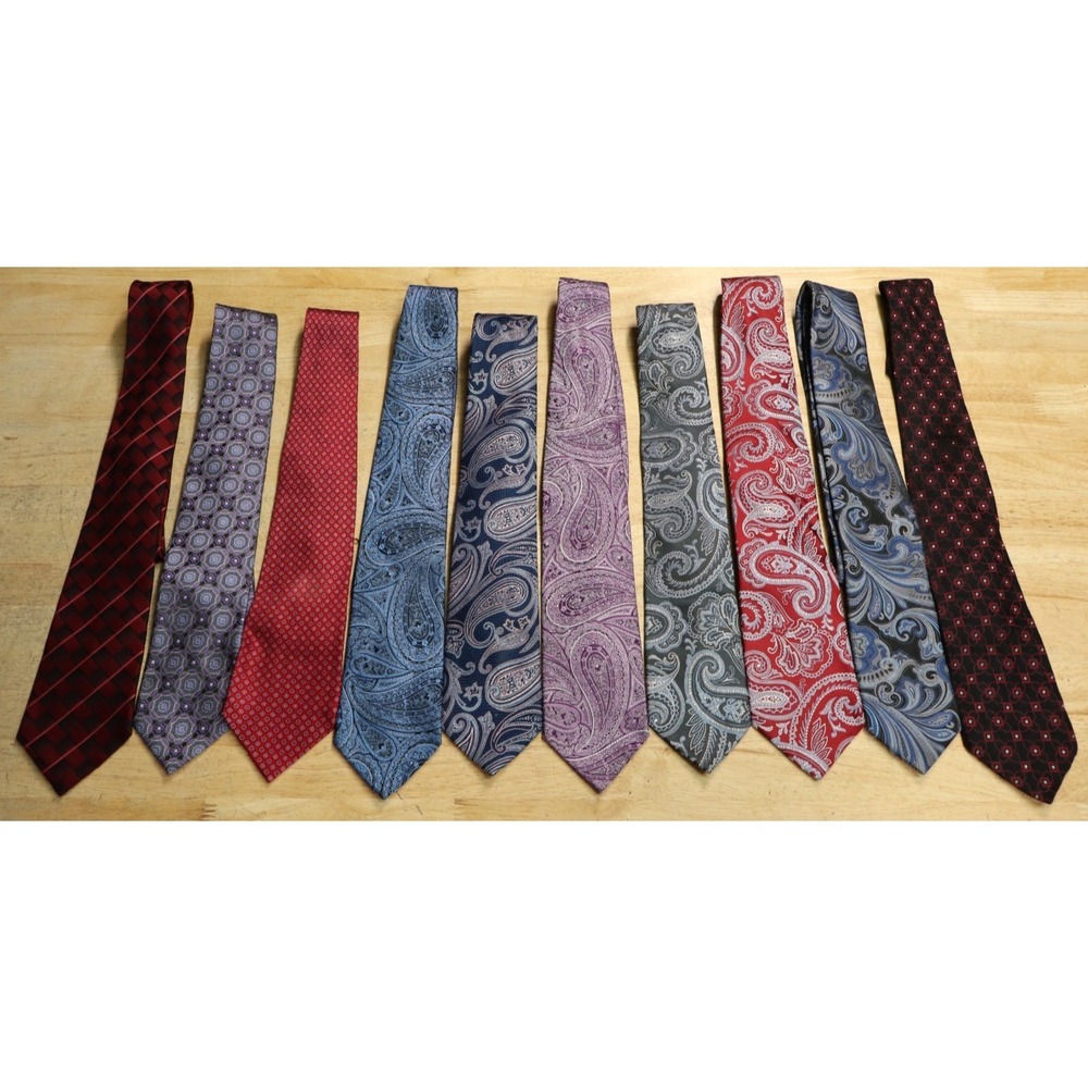 Lot of 9 Stafford Silk Mens Dress Ties‎ Blue Black Paisley Geometric Performance